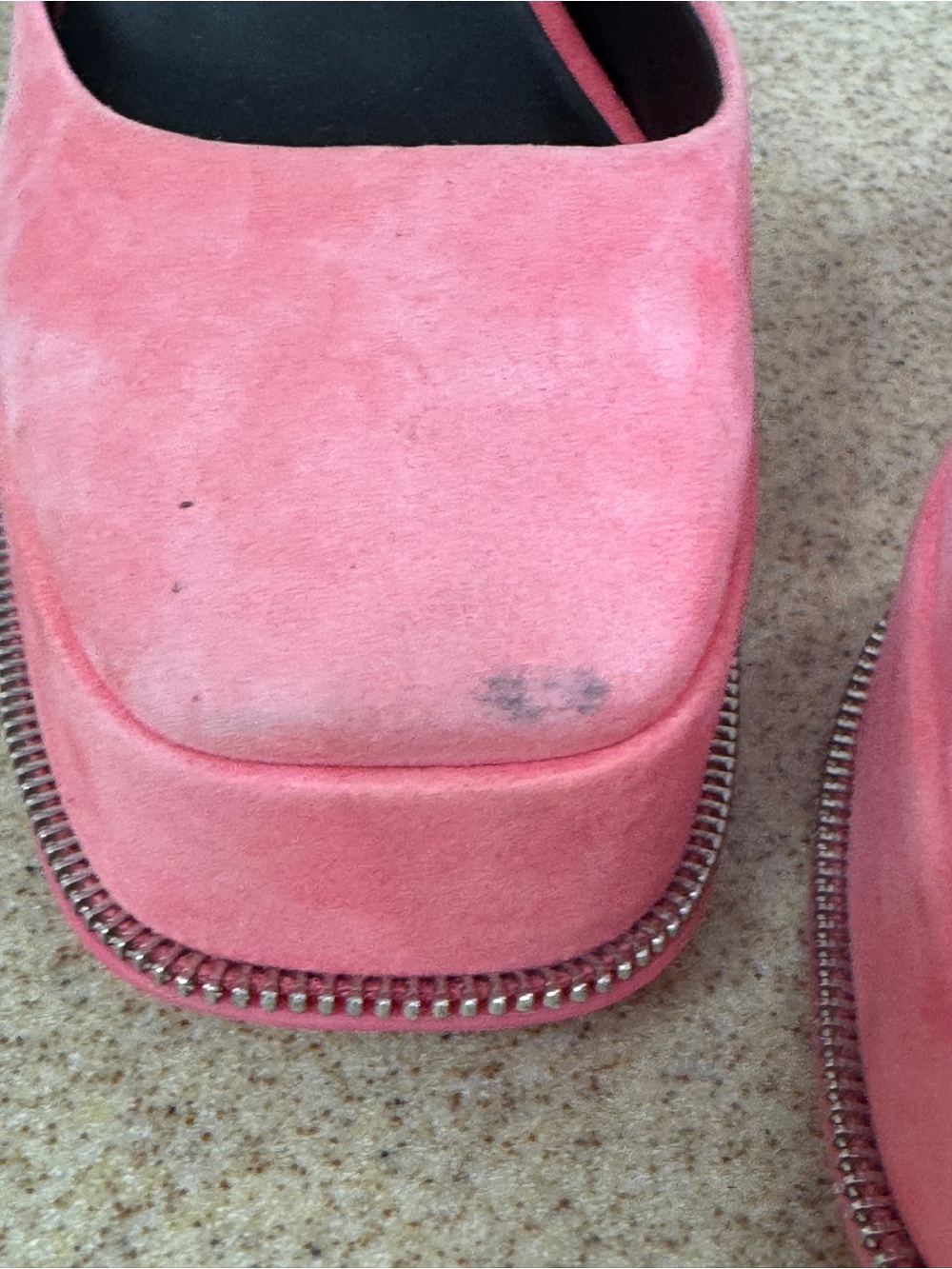 Gianni Bini Otten Pink Suede Ankle Strap Platform Heels 6.5 Fabric Zip - Picture 12 of 12